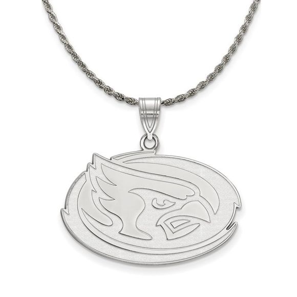 Sterling Silver Iowa State Large Pendant Necklace - 22 Inch